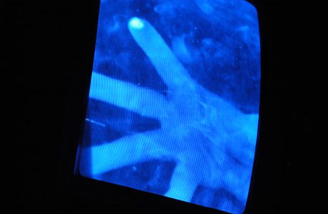 Image showing a picture of hand in a blue screen