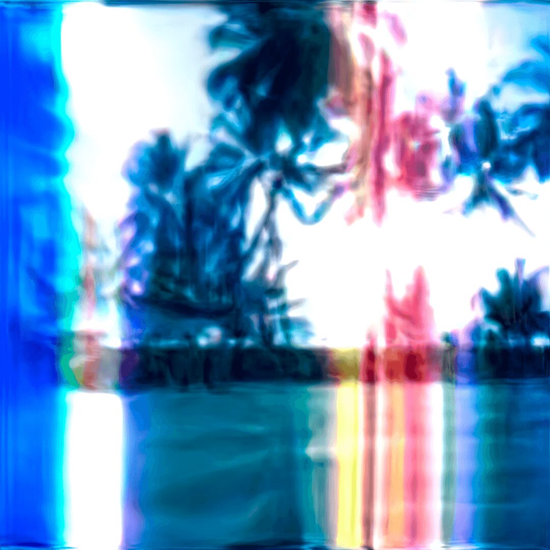 A photo of a beach with palm trees in the background.