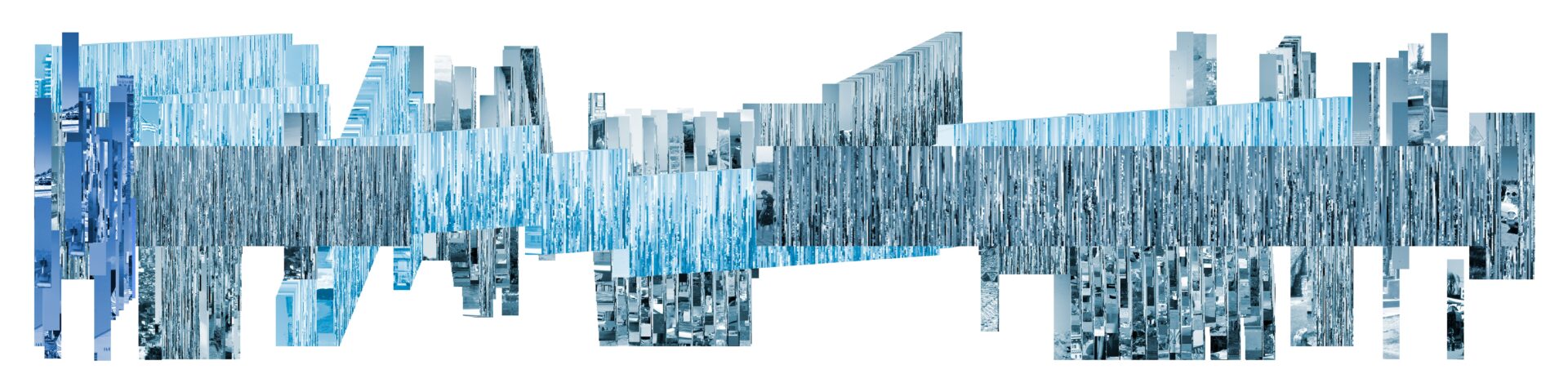 wide landscape print showing data visualization of amount of blue in slide archive